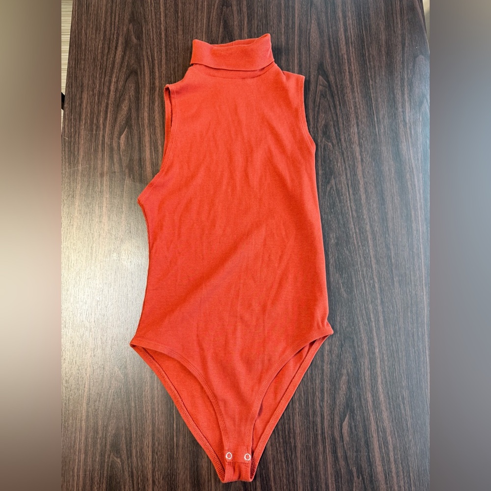 Zara High Neck Sleeveless Orange Bodysuit